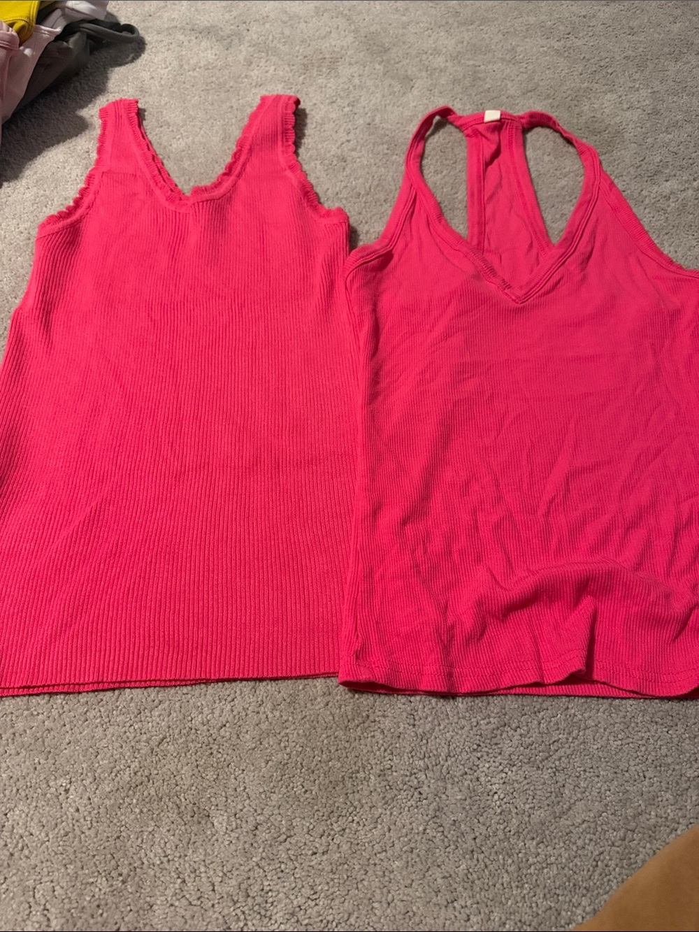Women’s Bright Pink Ribbed & Racerback Tank Tops - Pack of 2